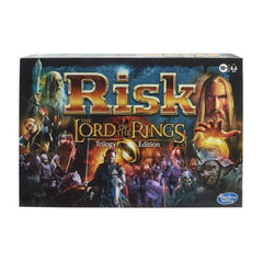 Hasbro Gaming Risk Lord of the Rings map highlights Middle-earth regions for epic battles.