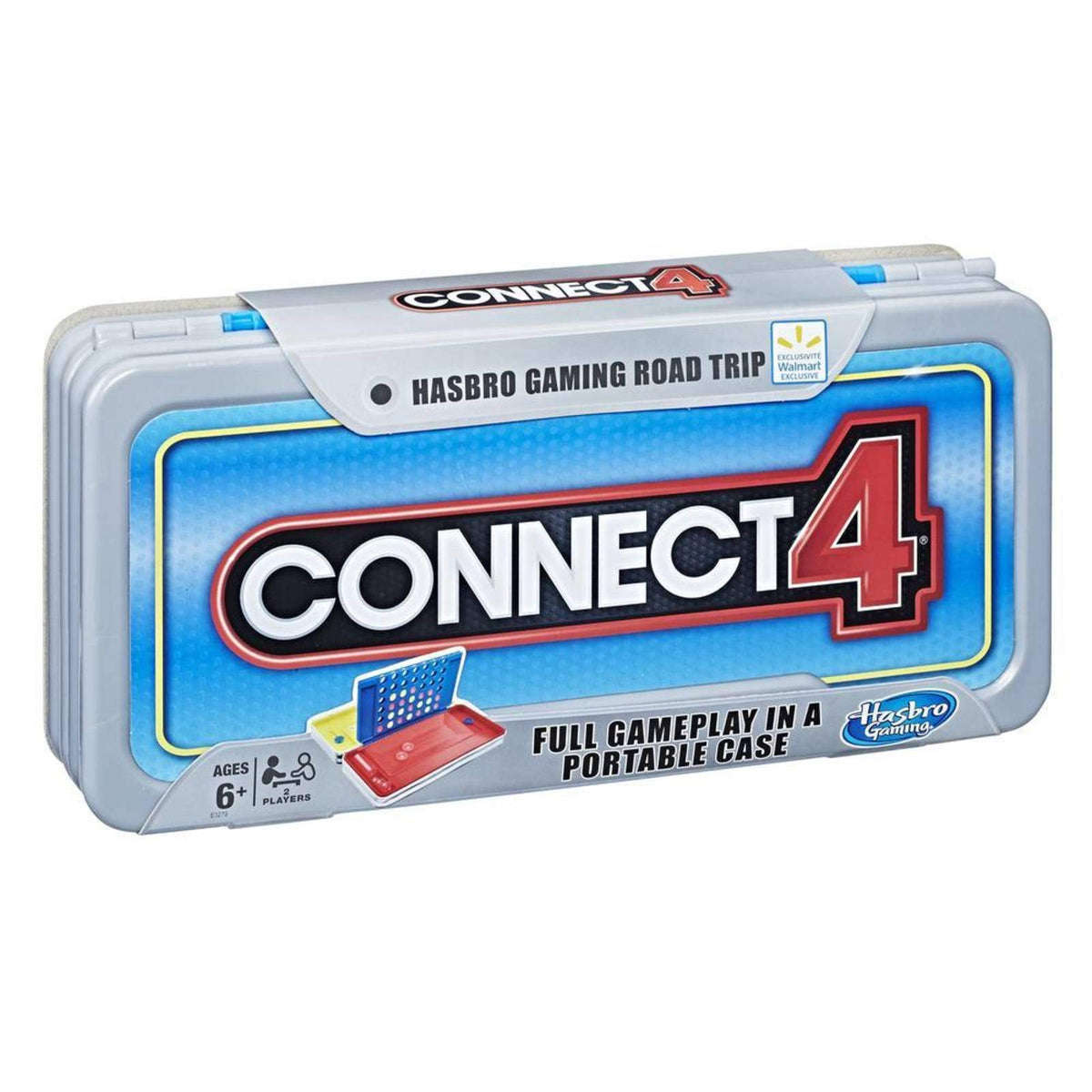 Hasbro Gaming Road Trip Connect 4 case for on-the-go play and quick setup.