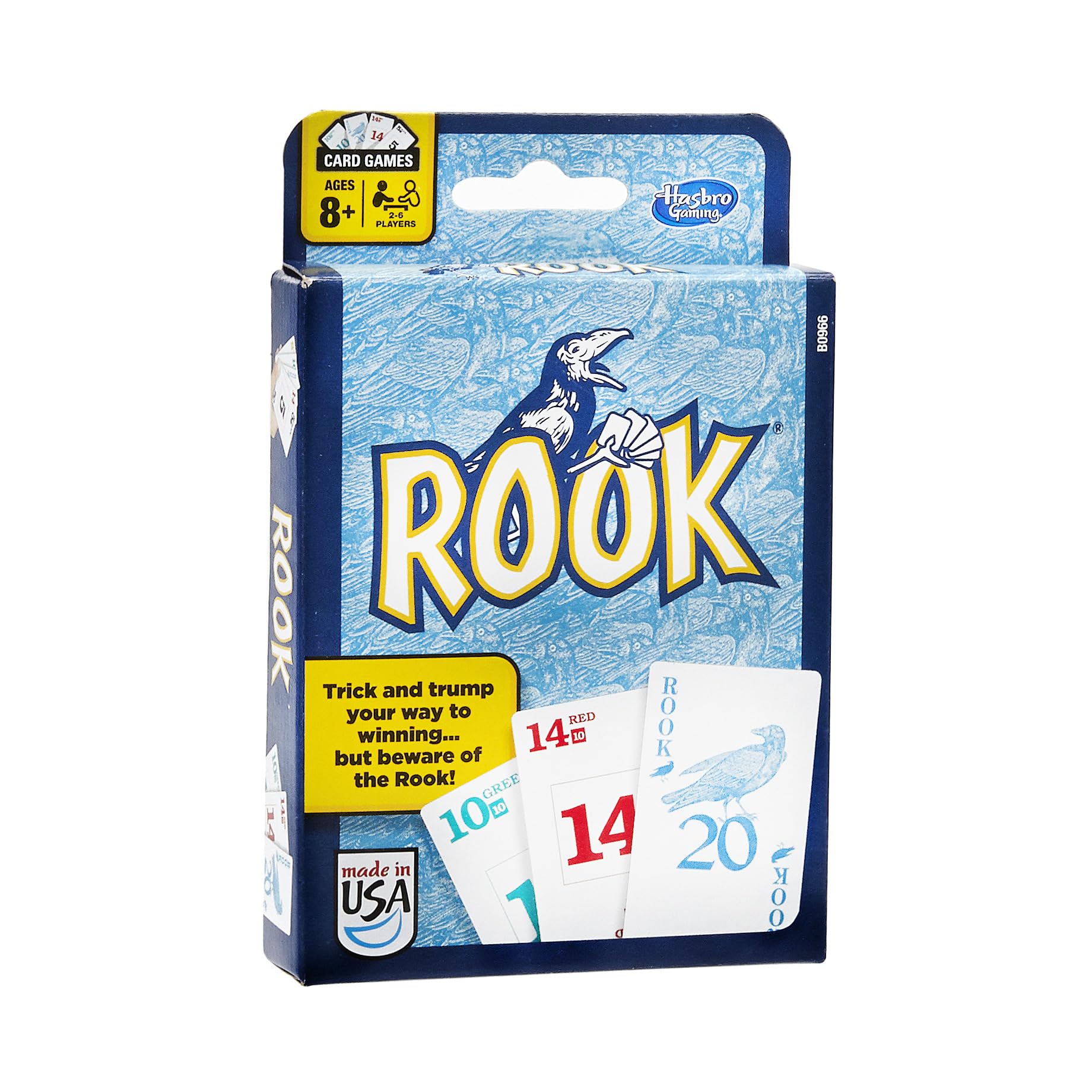 Hasbro Gaming Rook card game features the wild Rook card for surprises.