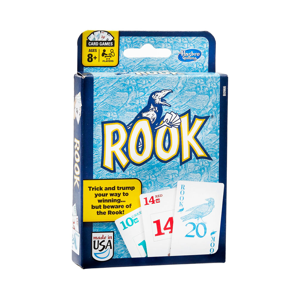 Hasbro Gaming Rook card game features the wild Rook card for surprises.