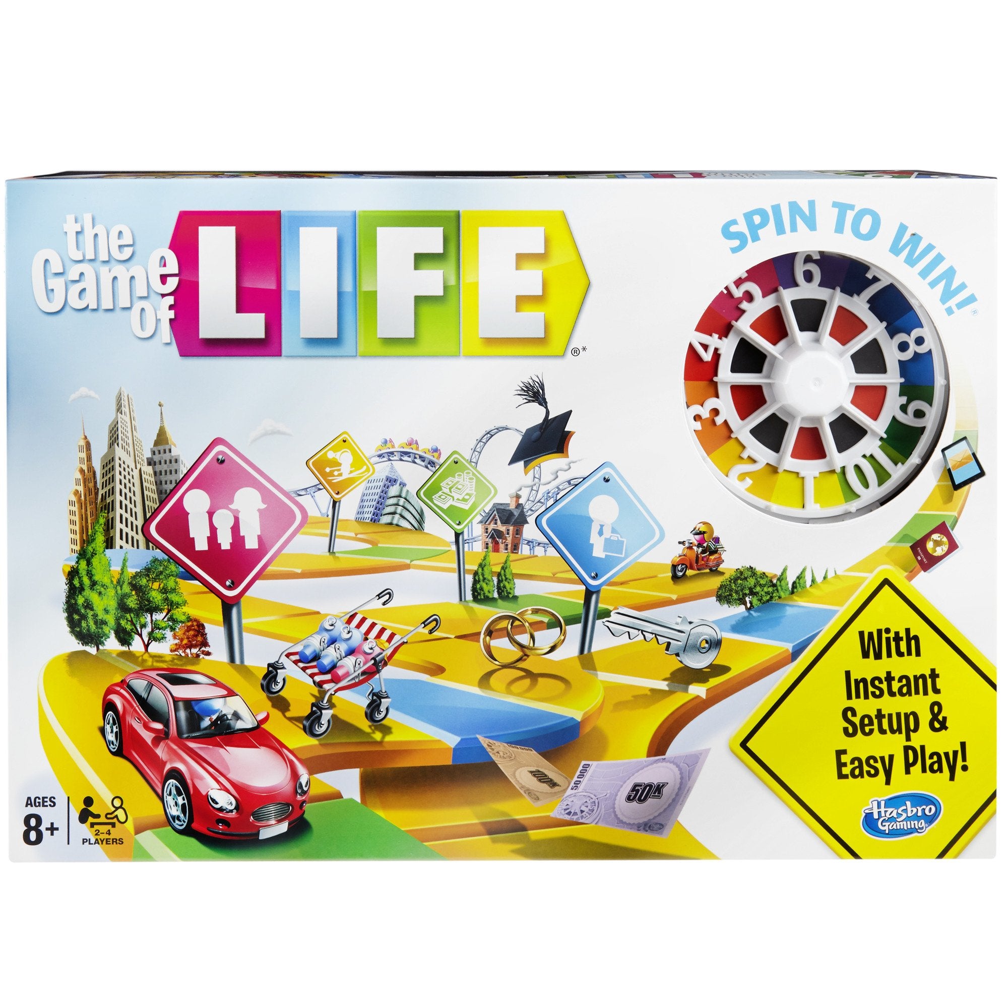 Hasbro Gaming The Game of Life board with spinner and money for family night