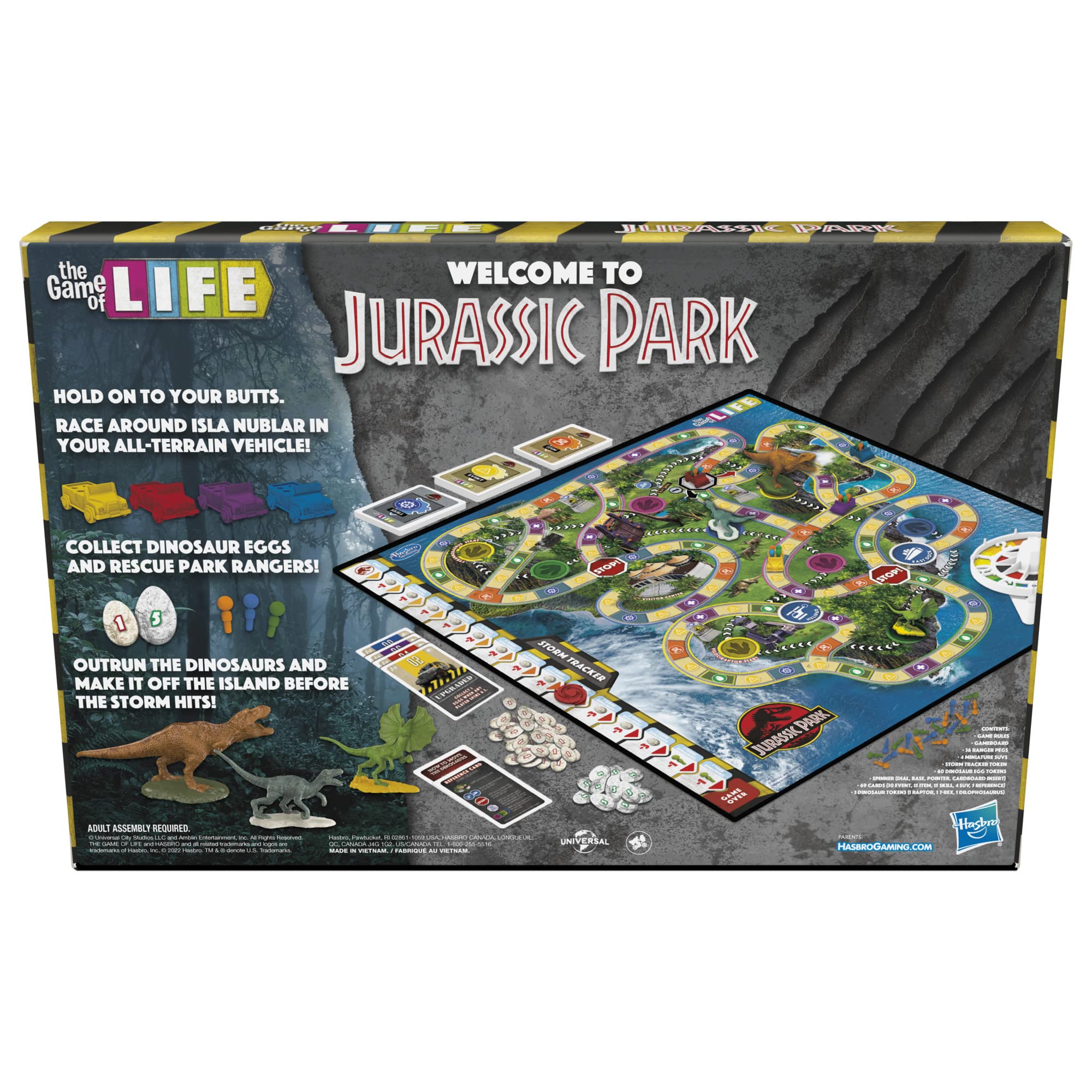 Isla Neblar map layout in Hasbro Gaming The Game of Life Jurassic Park Edition supports exploration