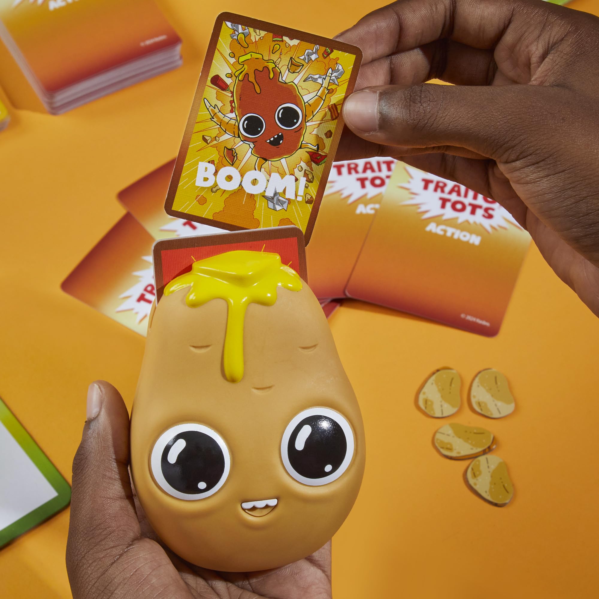 Hasbro Gaming Traitor Tots nuke card triggers tense moments.