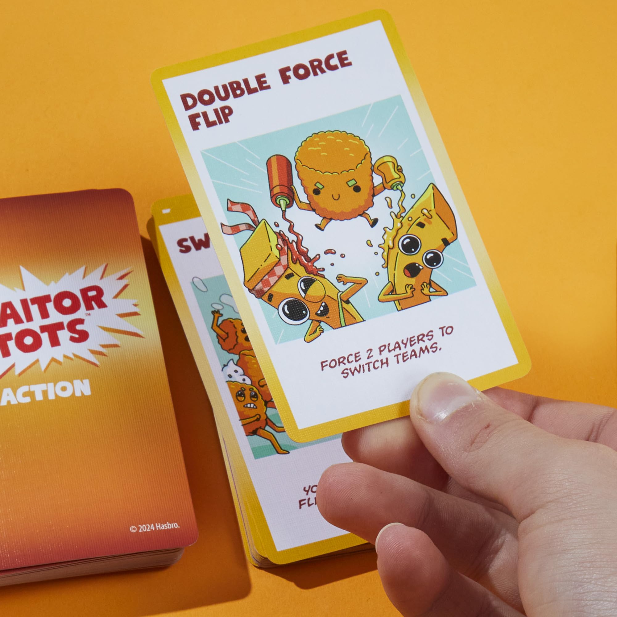 Hasbro Gaming Traitor Tots potato card holder centers rounds.