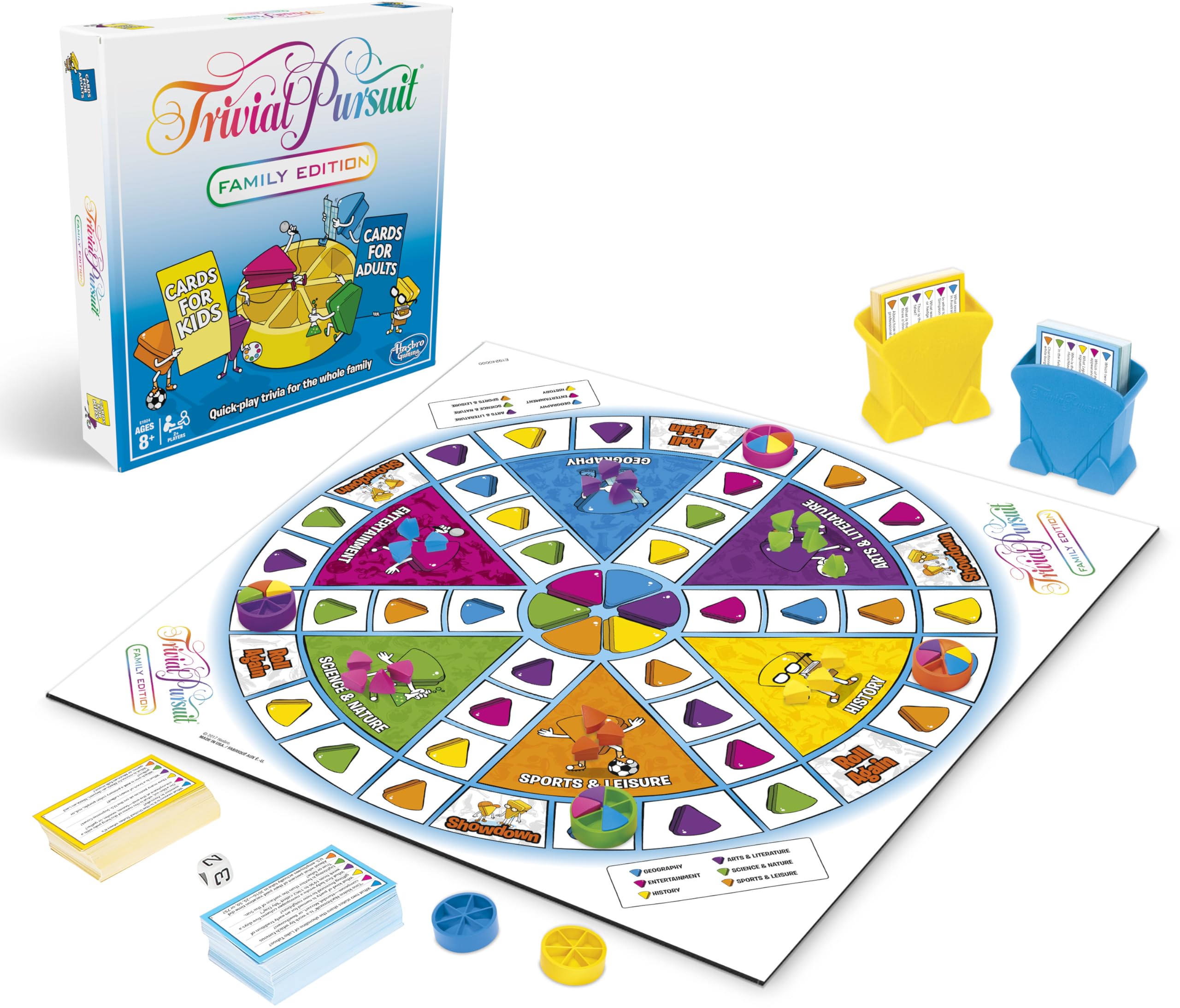 Hasbro Gaming Trivial Pursuit Family Edition board game setup for family night fun