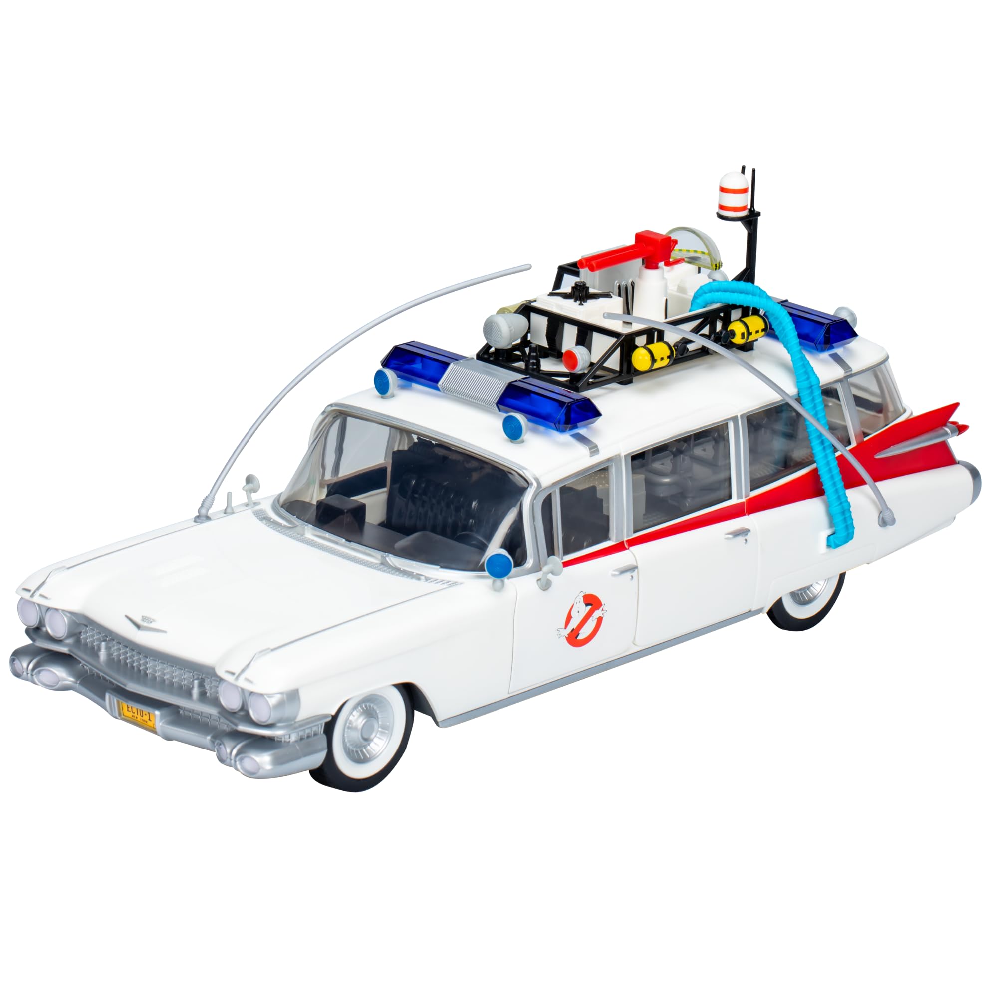 Hasbro Ghostbusters Ecto-1 1984 front view for display on a collector shelf