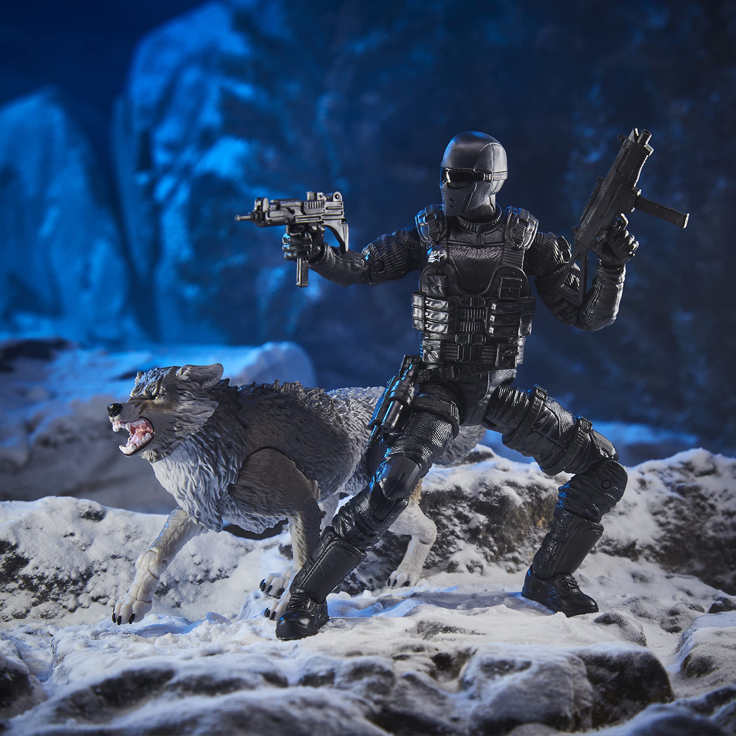 Hasbro G.I. Joe Snake Eyes & Timber with poseable joints and accessories.