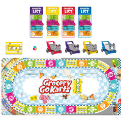 Colorful board and grocery track scene from Grocery Go Karts