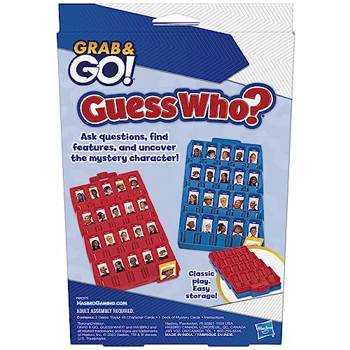 Hasbro Guess Who Grab Go mystery cards for instant guessing fun