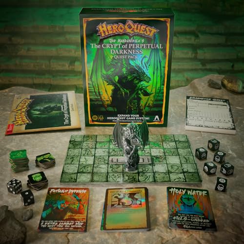 Hasbro HeroQuest crypt darkness expansion notes highlight replayability and storytelling options.