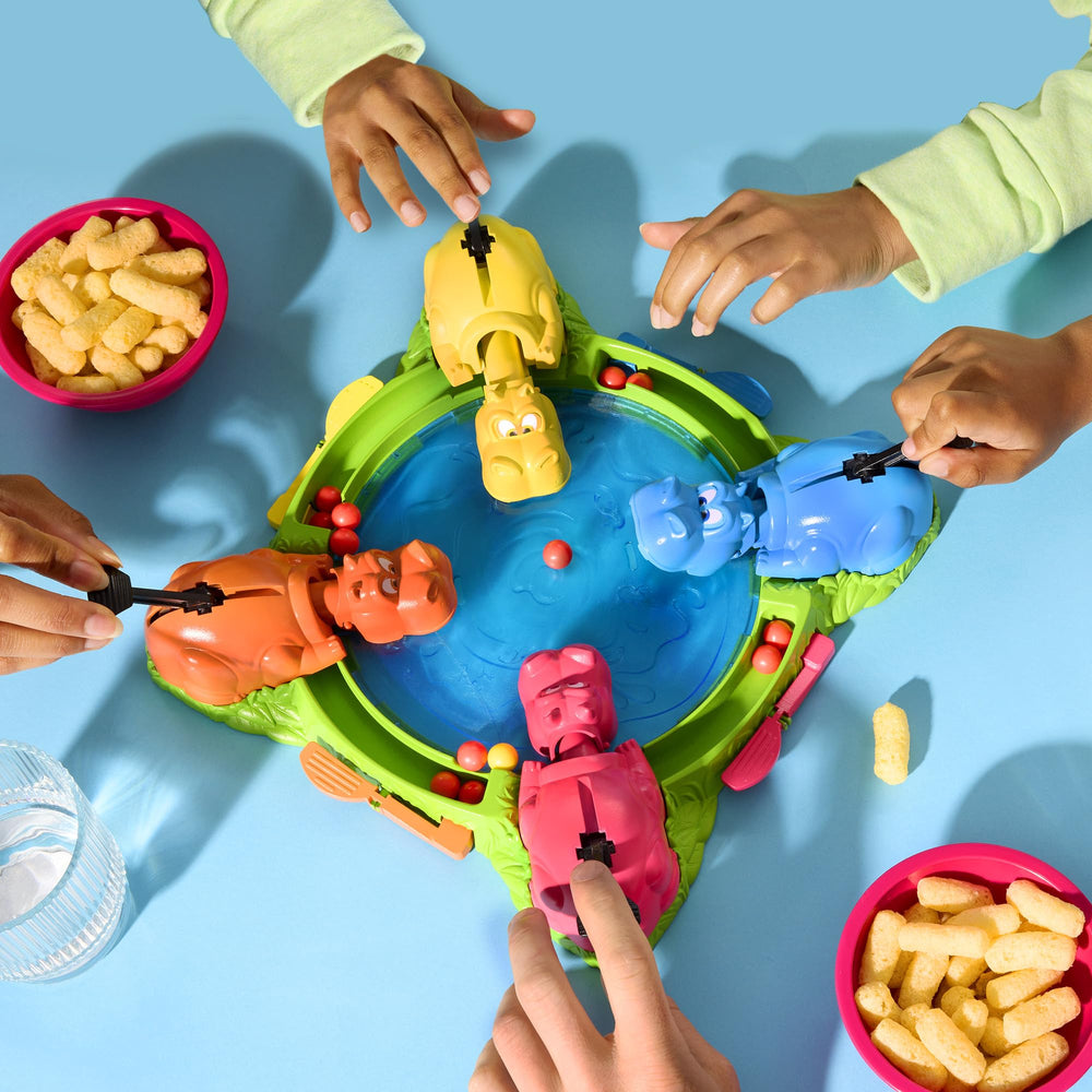 Hasbro Hungry Hungry Hippos storage-case neatly organizes marbles after play.