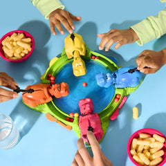 Hasbro Hungry Hungry Hippos storage-case neatly organizes marbles after play.