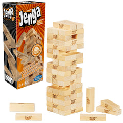 Hasbro Jenga wooden blocks ready for family game night