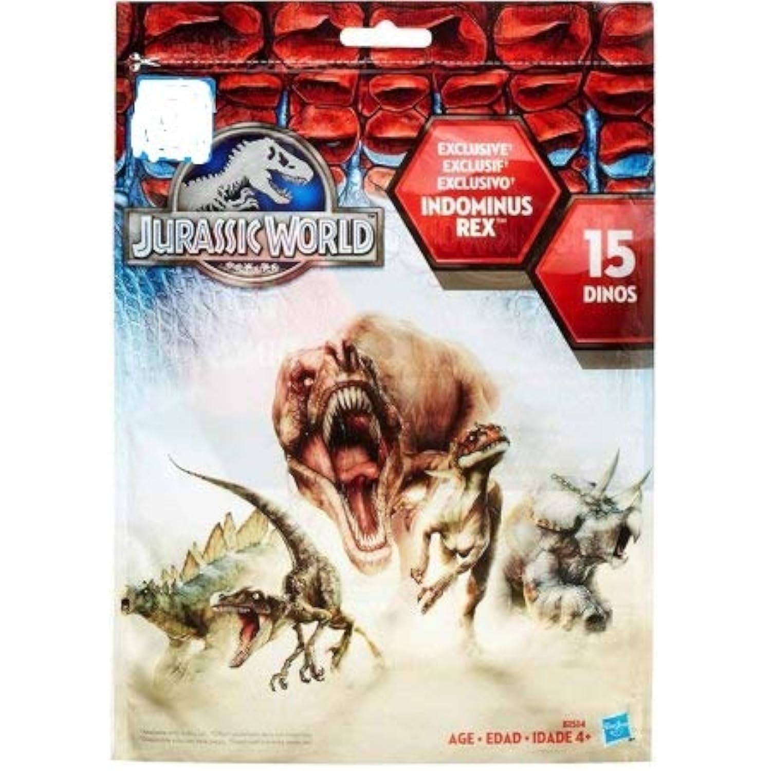 Hasbro Jurassic World Bag of Dinos featuring Stegosaurus and Spinosaurus, ideal for pretend adventures and collection.