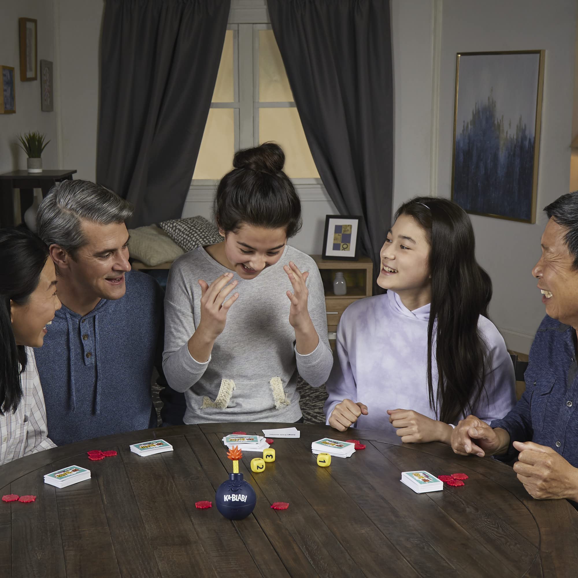Hasbro Ka-Blab! family night setup supports kids and adults.