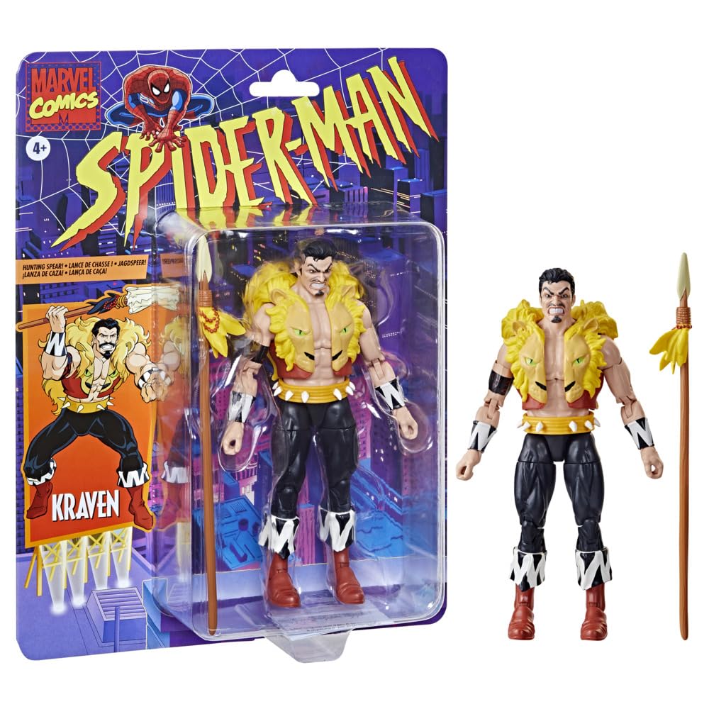 Hasbro Kraven Spider-Man 15cm figure front view for display and collection.