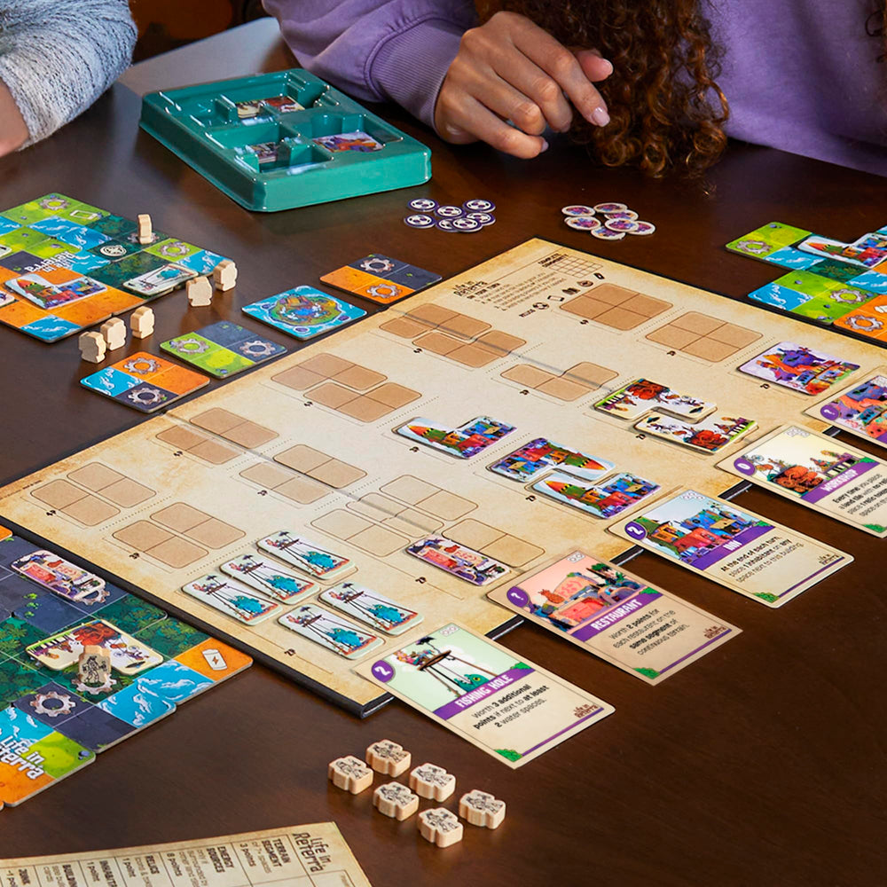Hasbro Life in Reterra building cards unlock powers to boost scoring options