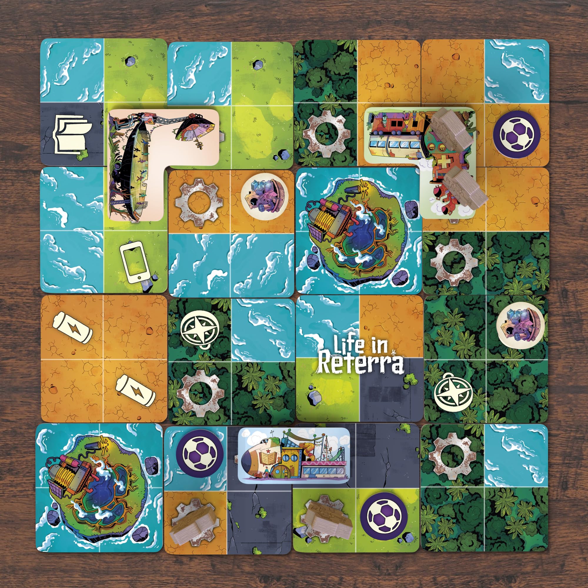 Hasbro Life in Reterra terrain tiles showcase diverse landscapes for strategic placement