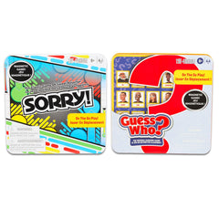 Hasbro Magnetic Travel Set Guess Who tin showing portable gameplay on travel.