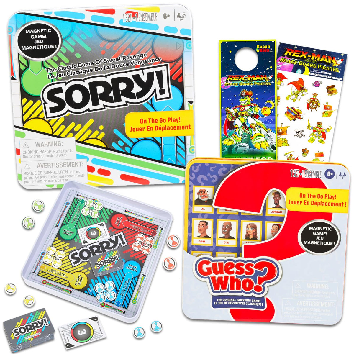 Hasbro Magnetic Travel Set Sorry tin with a compact board game for road trips.