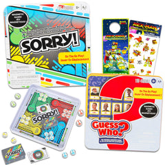 Hasbro Magnetic Travel Set Sorry tin with a compact board game for road trips.