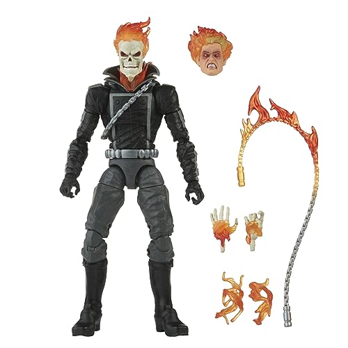 Hasbro Marvel Ghost Rider flame motifs close-up highlighting dramatic detailing.