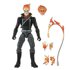 Hasbro Marvel Ghost Rider flame motifs close-up highlighting dramatic detailing.