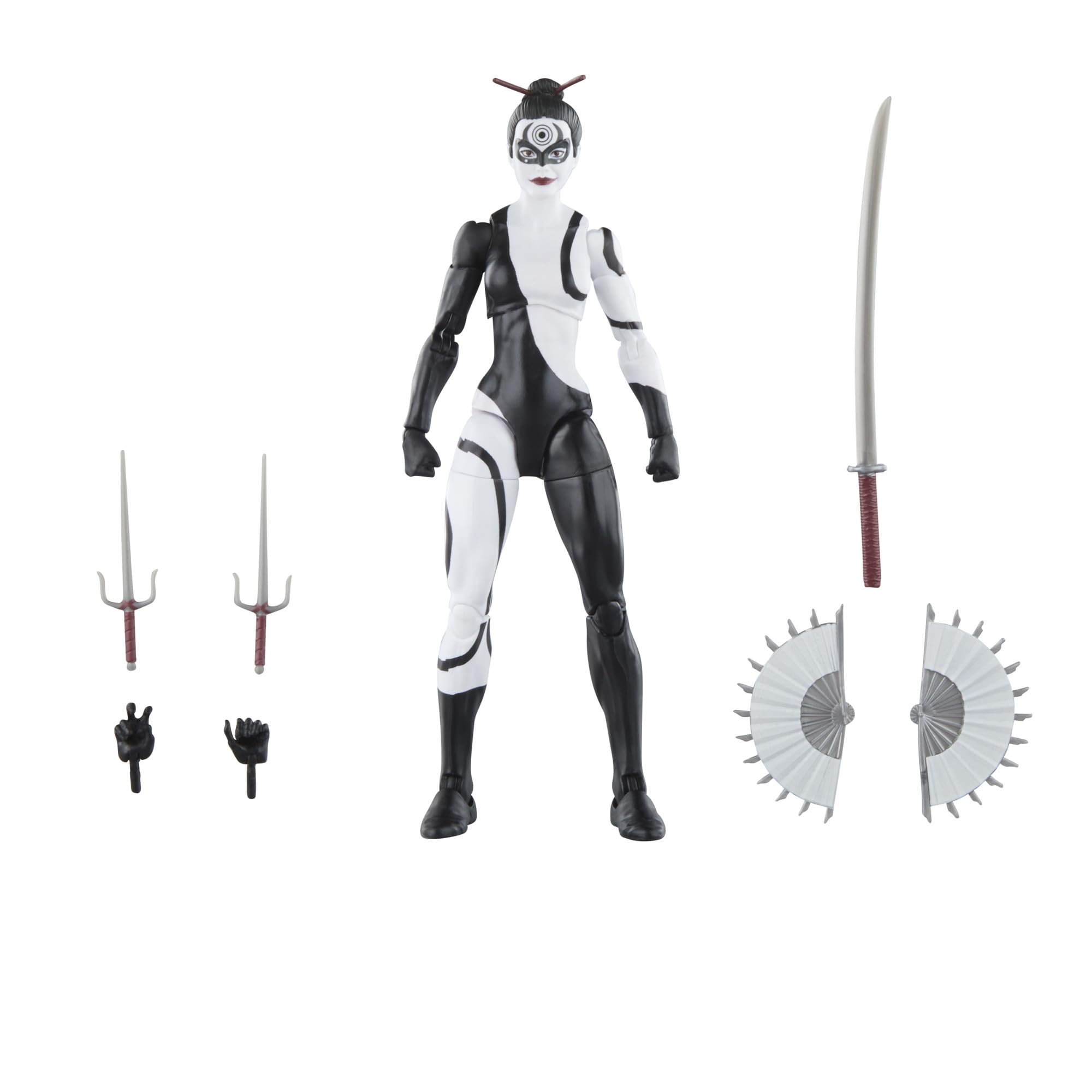 Hasbro Marvel Lady Bullseye figure front view for display and posing.