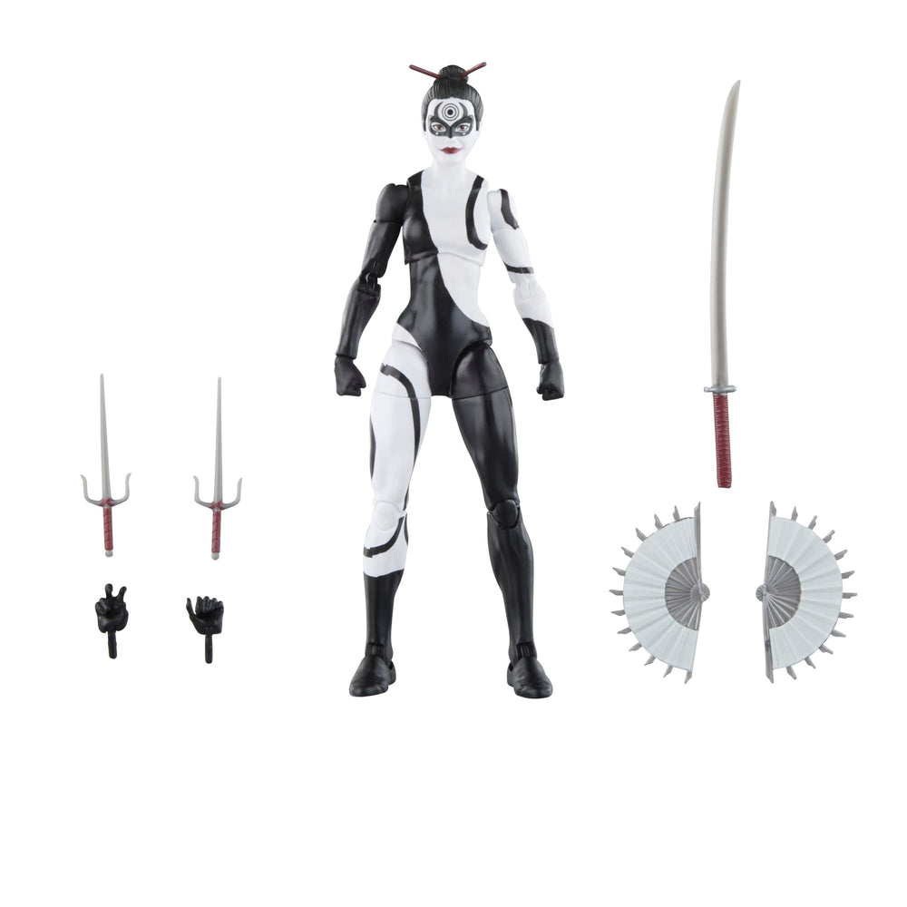 Hasbro Marvel Lady Bullseye figure front view for display and posing.