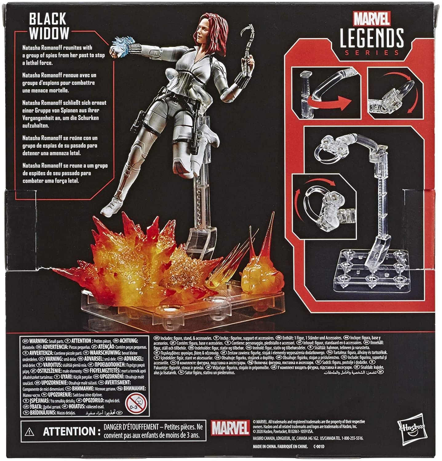 Poseable stand included to hold Black Widow in dynamic action poses
