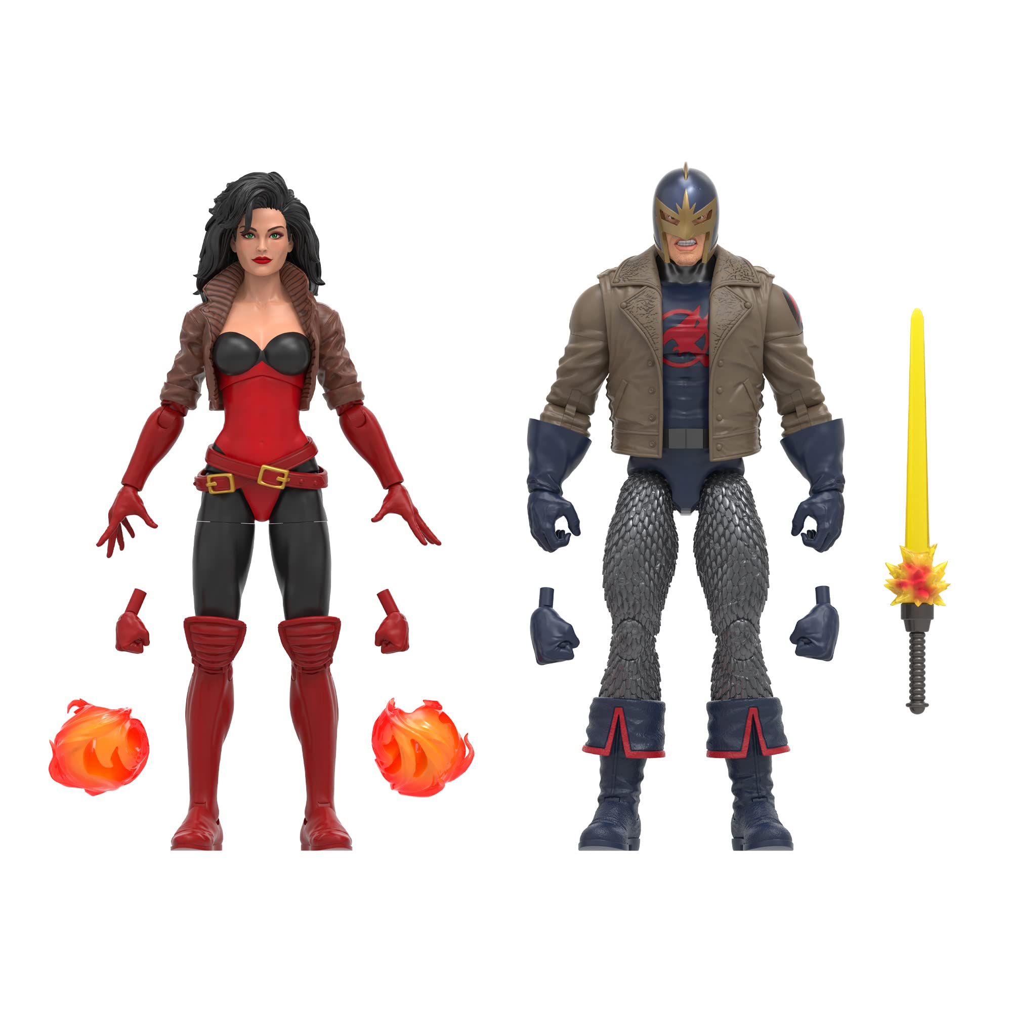 Hasbro Marvel Legends Black Knight and Sersi duo front view for display-ready posing.