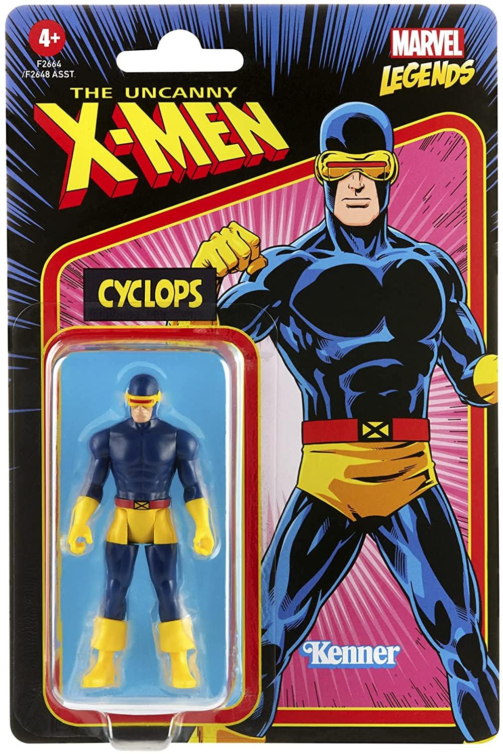 Marvel Legends Cyclops Retro 375 figure showcases classic design ideal for collection and posing.