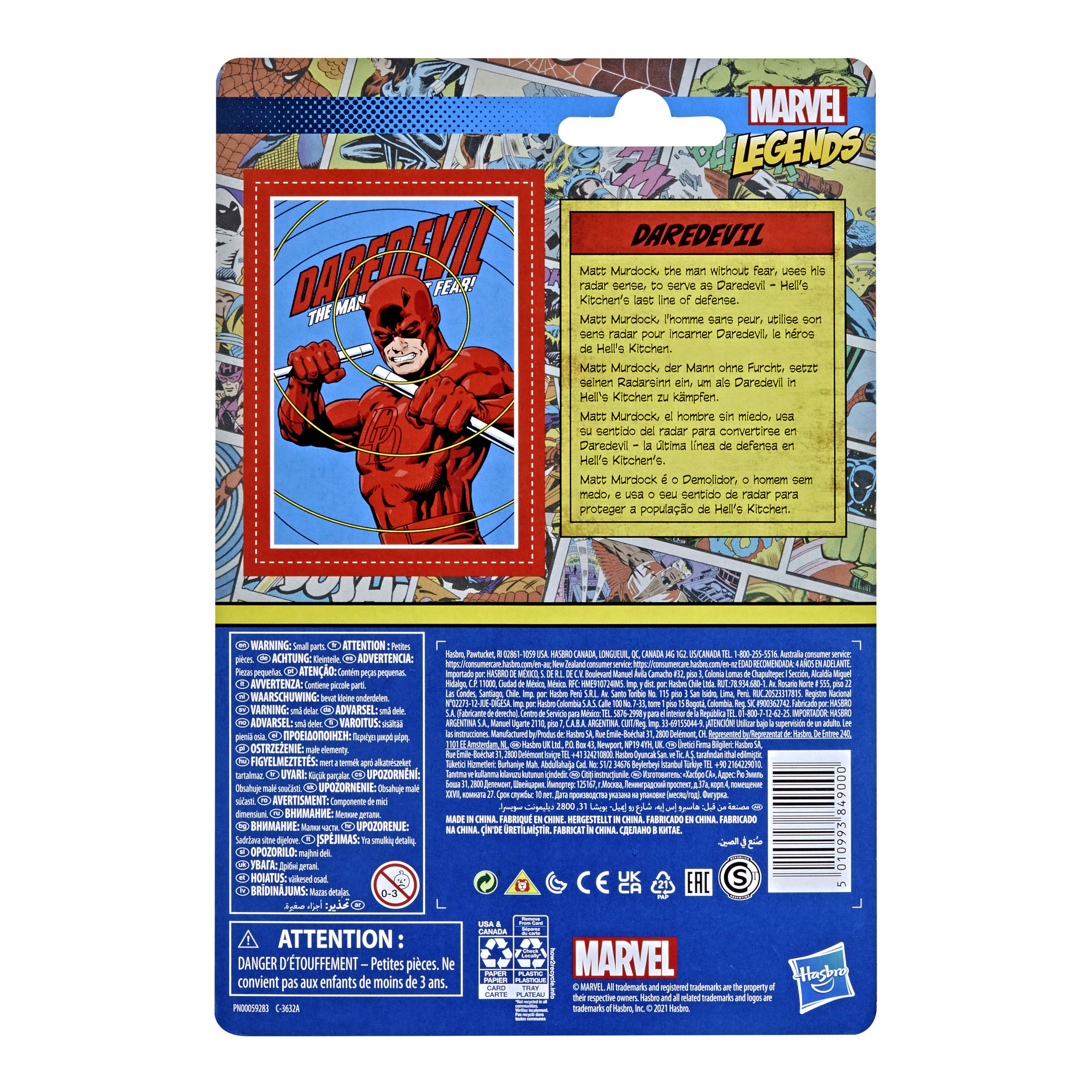 Hasbro Marvel Legends Daredevil display-ready figure in a compact size for shelves.