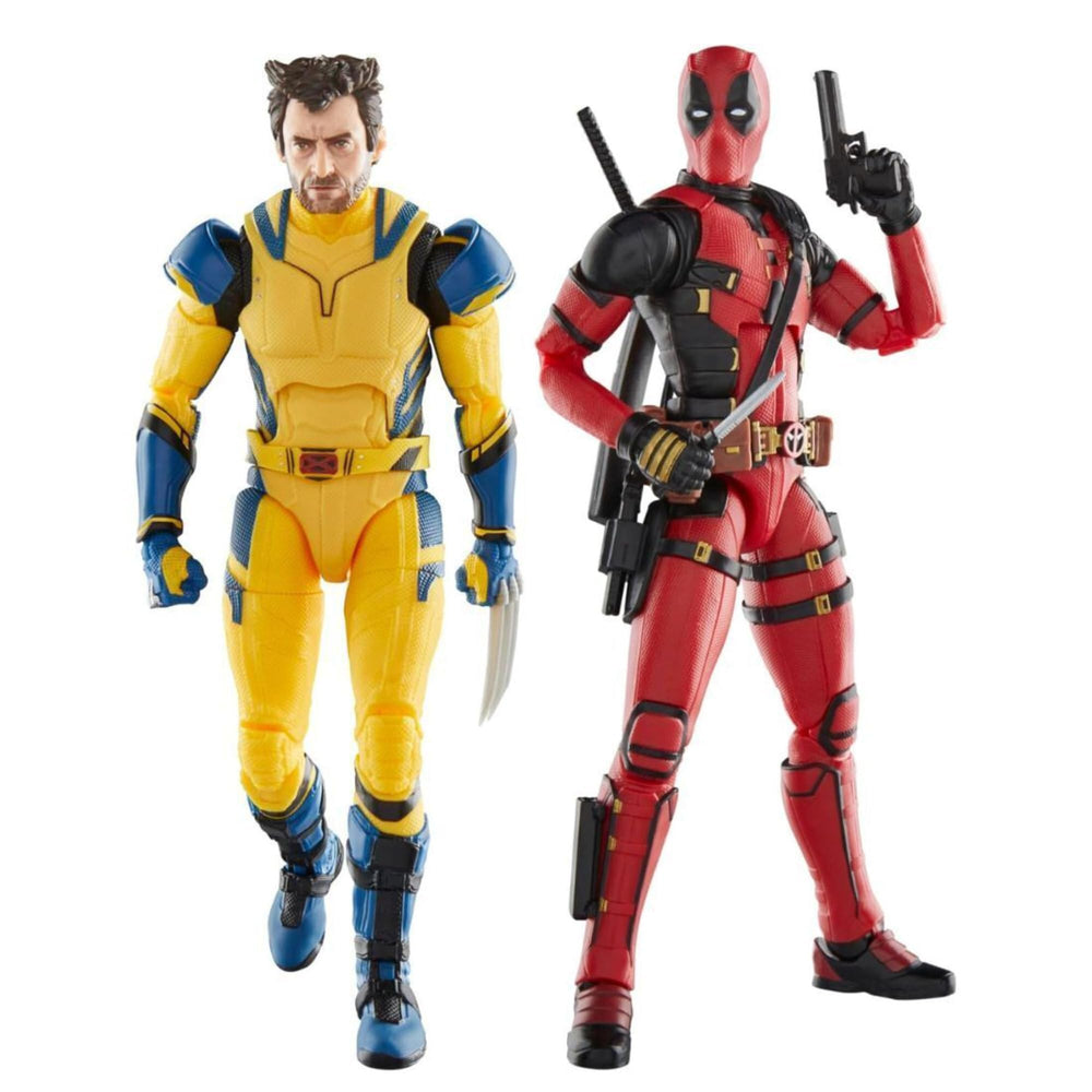 Hasbro Deadpool figure with dagger katanas showcases premium poseability for display.