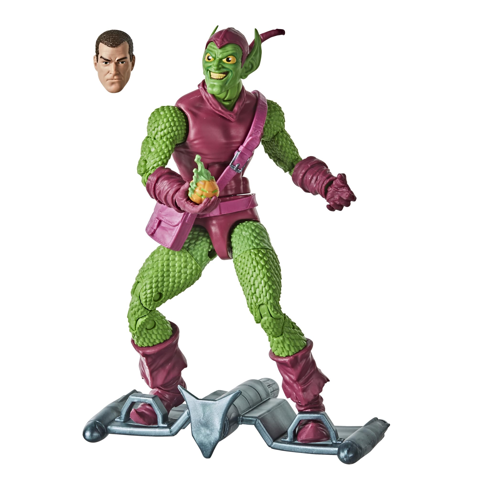 Hasbro Marvel Legends Green Goblin 6-inch figure in front view, great for display.