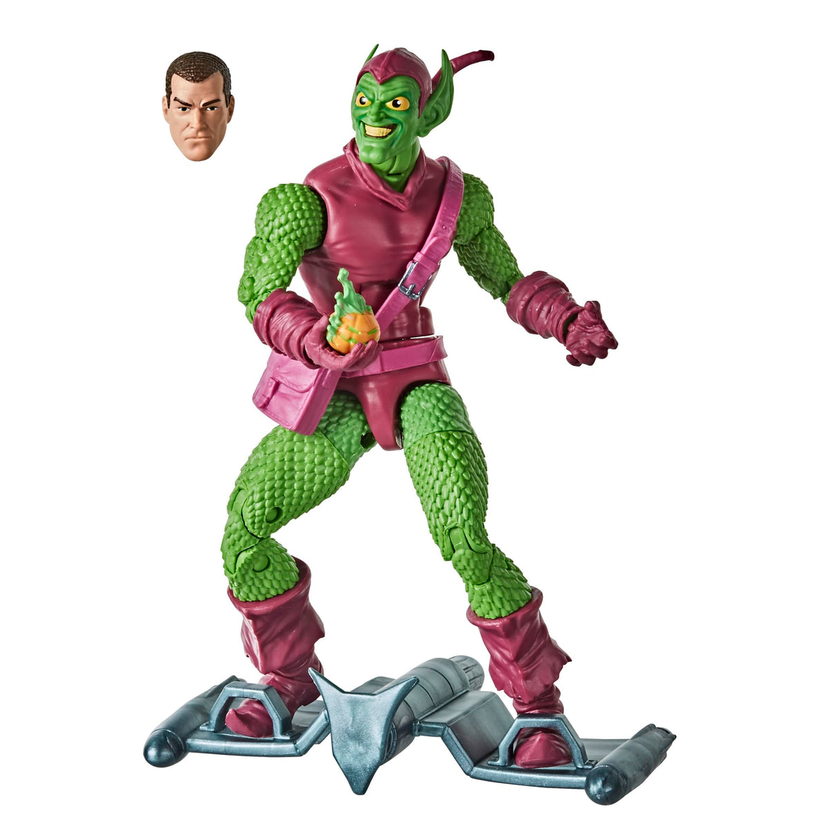Hasbro Marvel Legends Green Goblin 6-inch figure in front view, great for display.