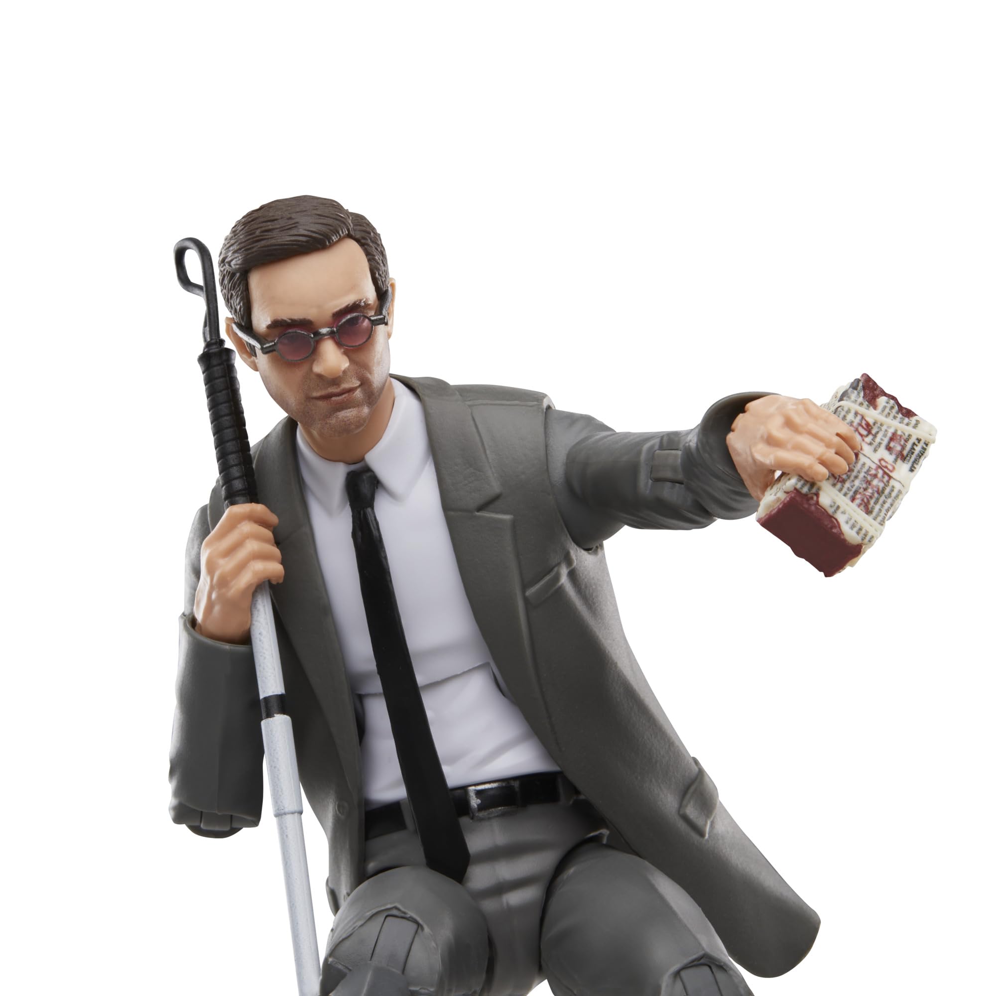 Hasbro Matt Murdock figure with two accessories, including brick, for scene reenactments.
