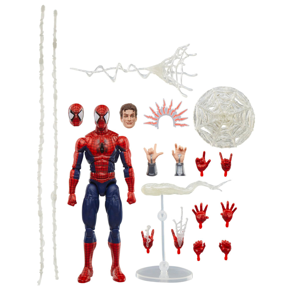 Hasbro Marvel Legends Spider-Man deluxe face close-up for premium deco appreciation.