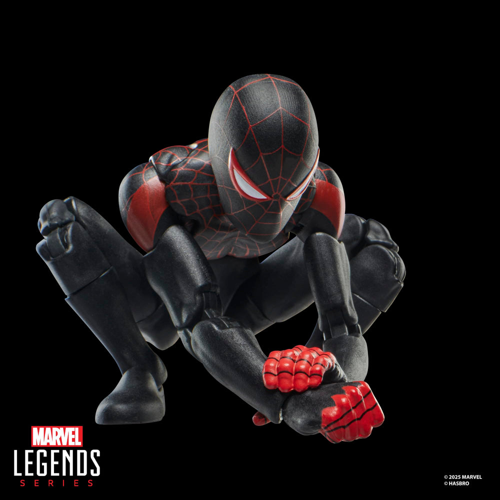 Hasbro Marvel Legends Ultimate Miles Morales, 6-inch-scale comic book accessory complements display.