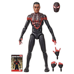 Hasbro Marvel Legends Ultimate Miles Morales figure, front view, ideal for display.