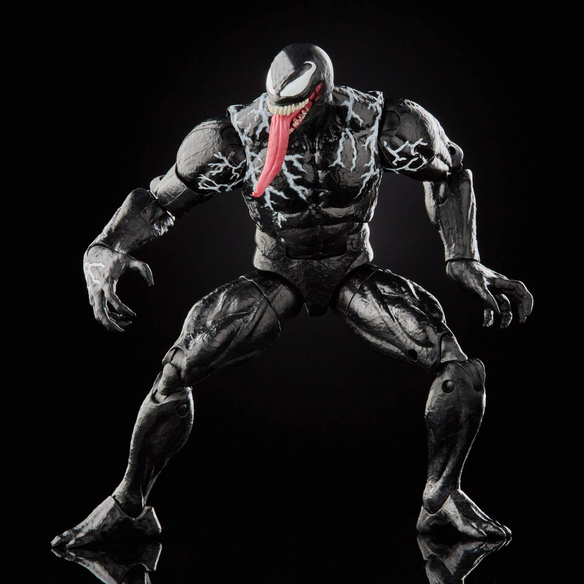 Hasbro Marvel Legends Venom 6inch figure pose-ready stance for shelf setups