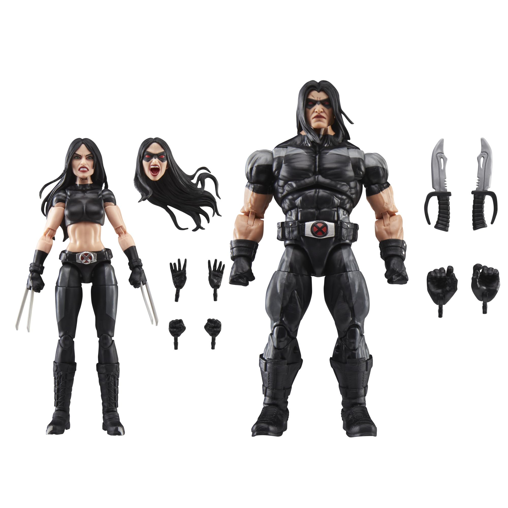 Hasbro Marvel Legends X-23 & Warpath in a dynamic pose for display