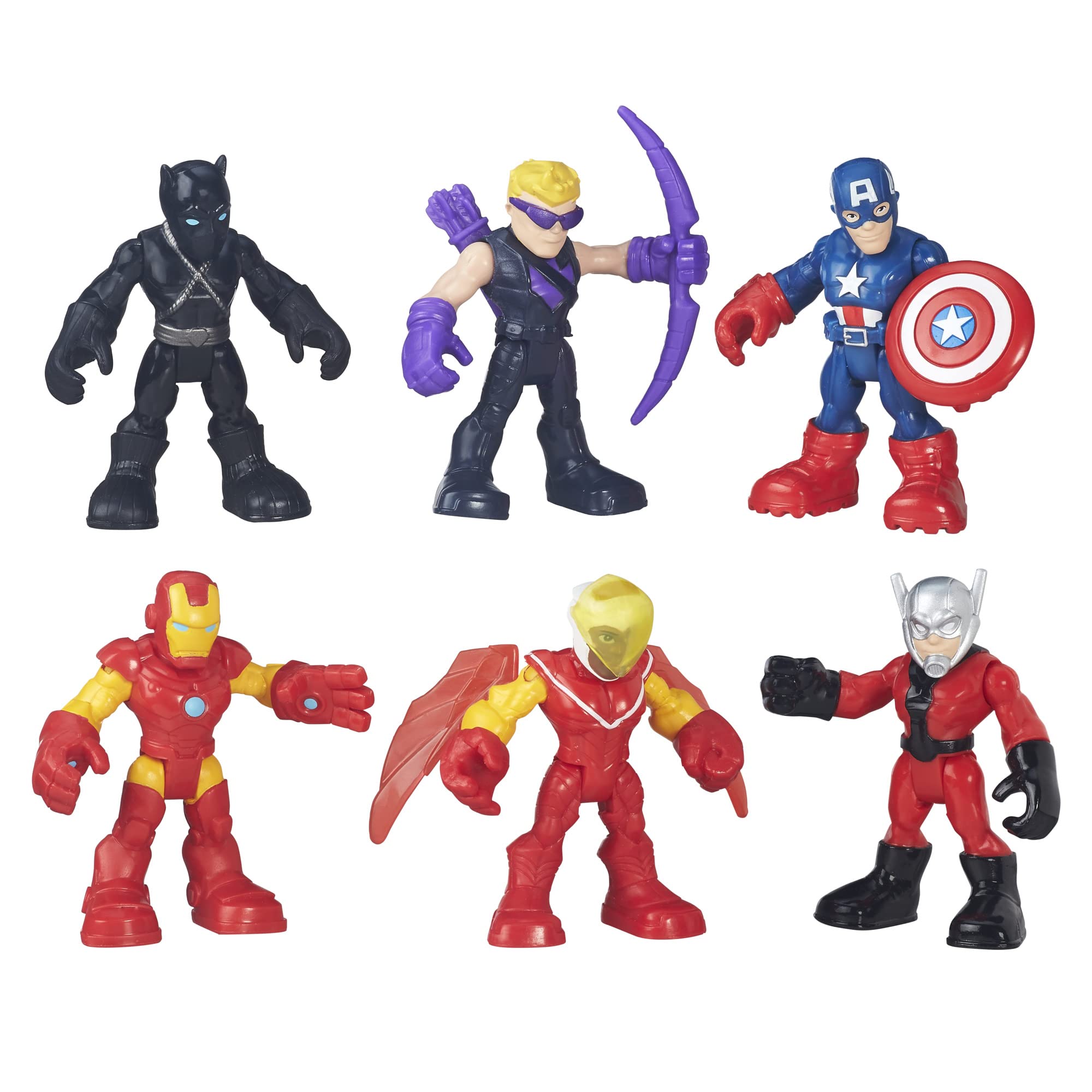 Hasbro Marvel Playskool Heroes Captain America front view with poseable joints for imaginative adventures.