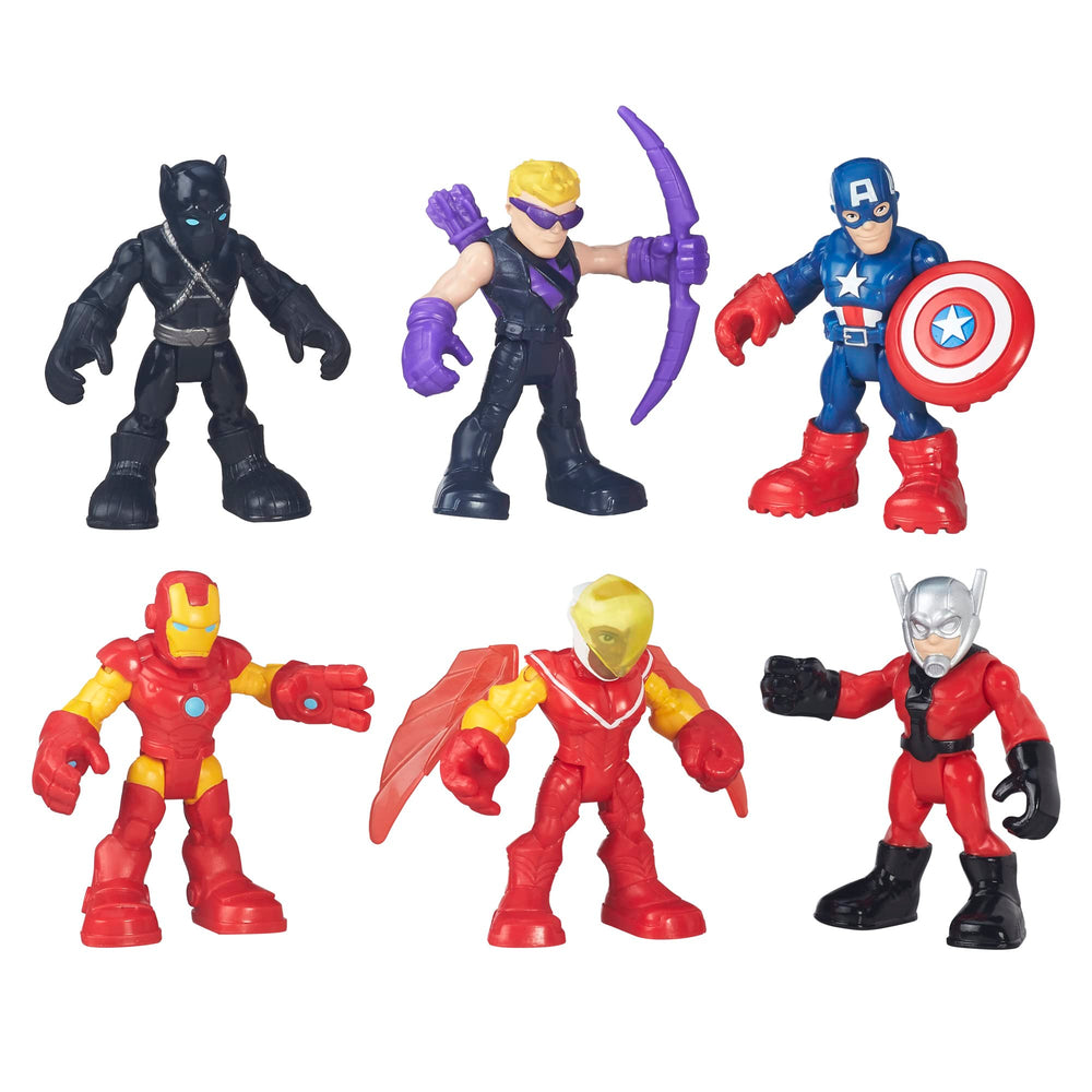 Hasbro Marvel Playskool Heroes Captain America front view with poseable joints for imaginative adventures.
