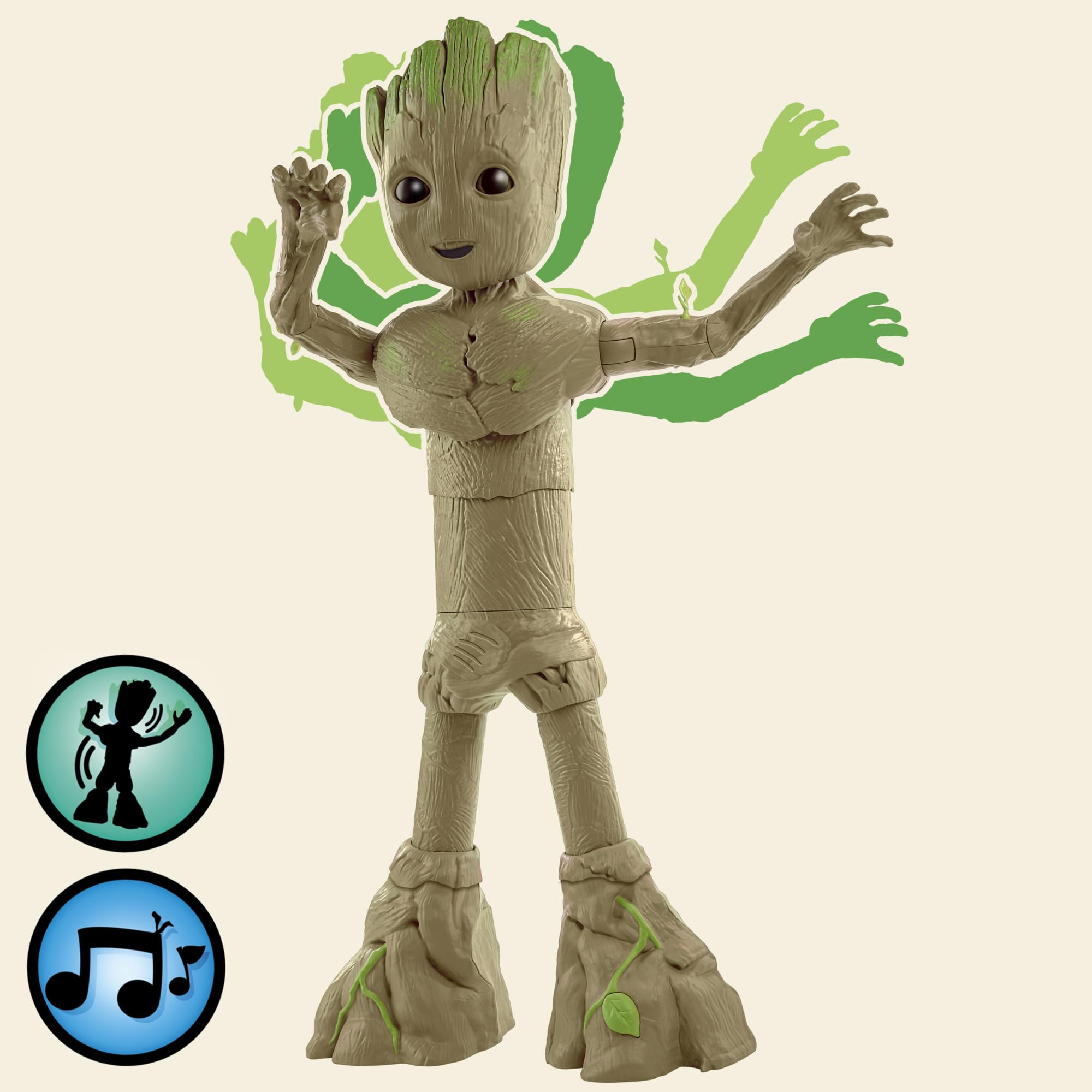 Hasbro Marvel Groot Groove 'N Grow starts at 13.5 inches tall for growing play.