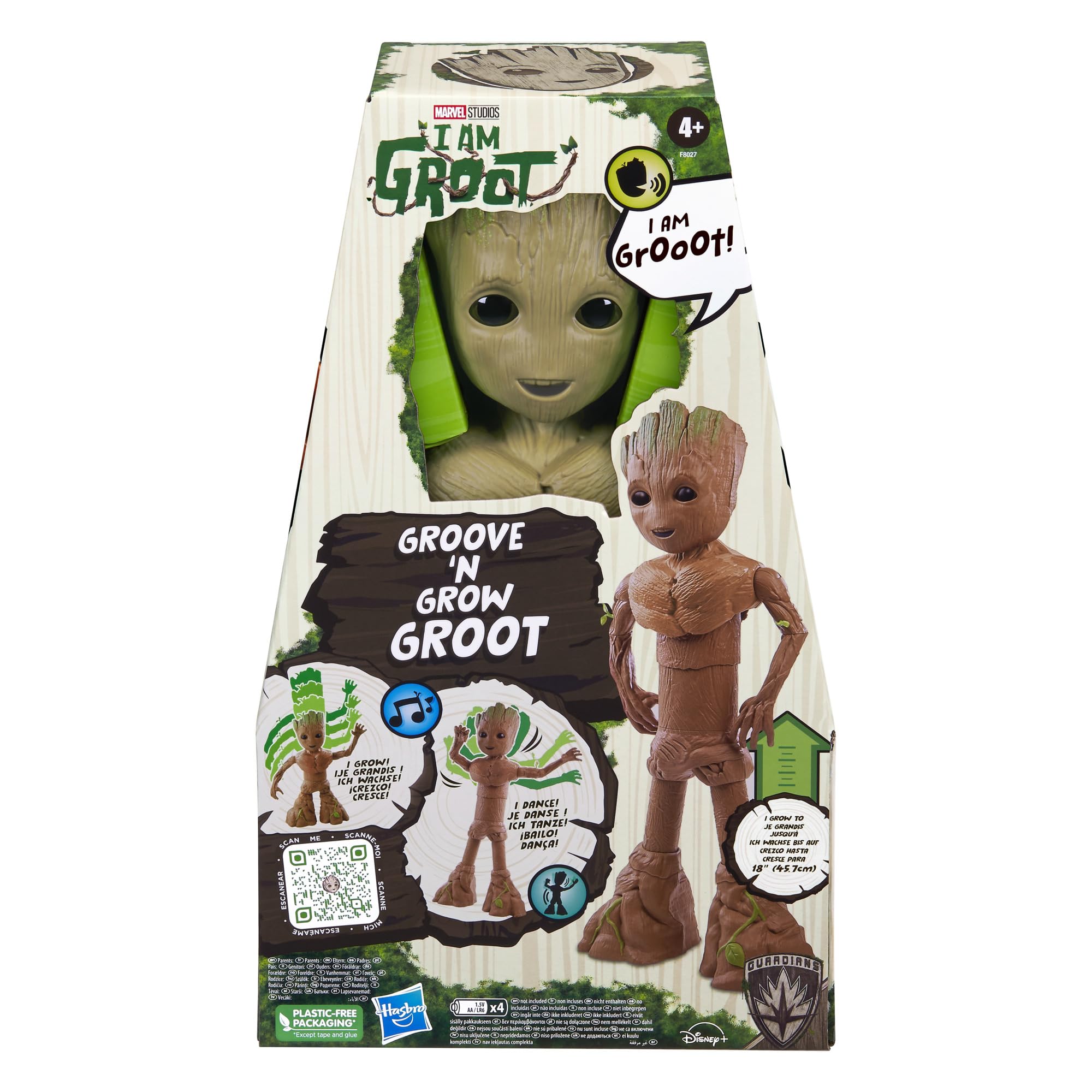 Hasbro Marvel Groot Groove 'N Grow dances to music with responsive sounds.