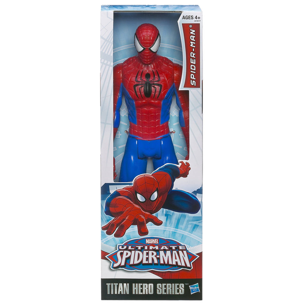 Hasbro Marvel Ultimate Spider-Man Titan Hero 12-inch figure, side view for poseable action play.