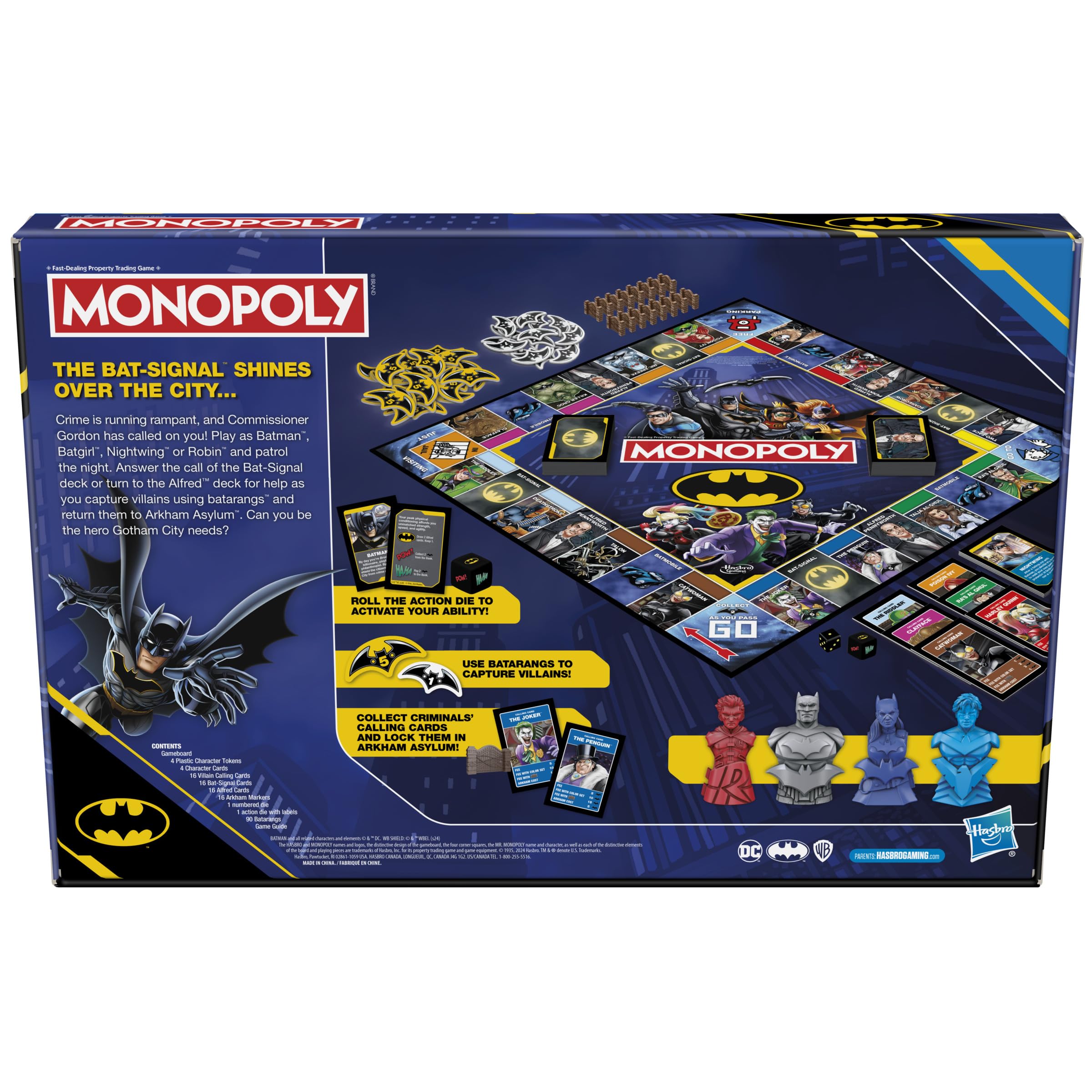 Hasbro Monopoly Batman Edition includes Batman token and other hero pieces