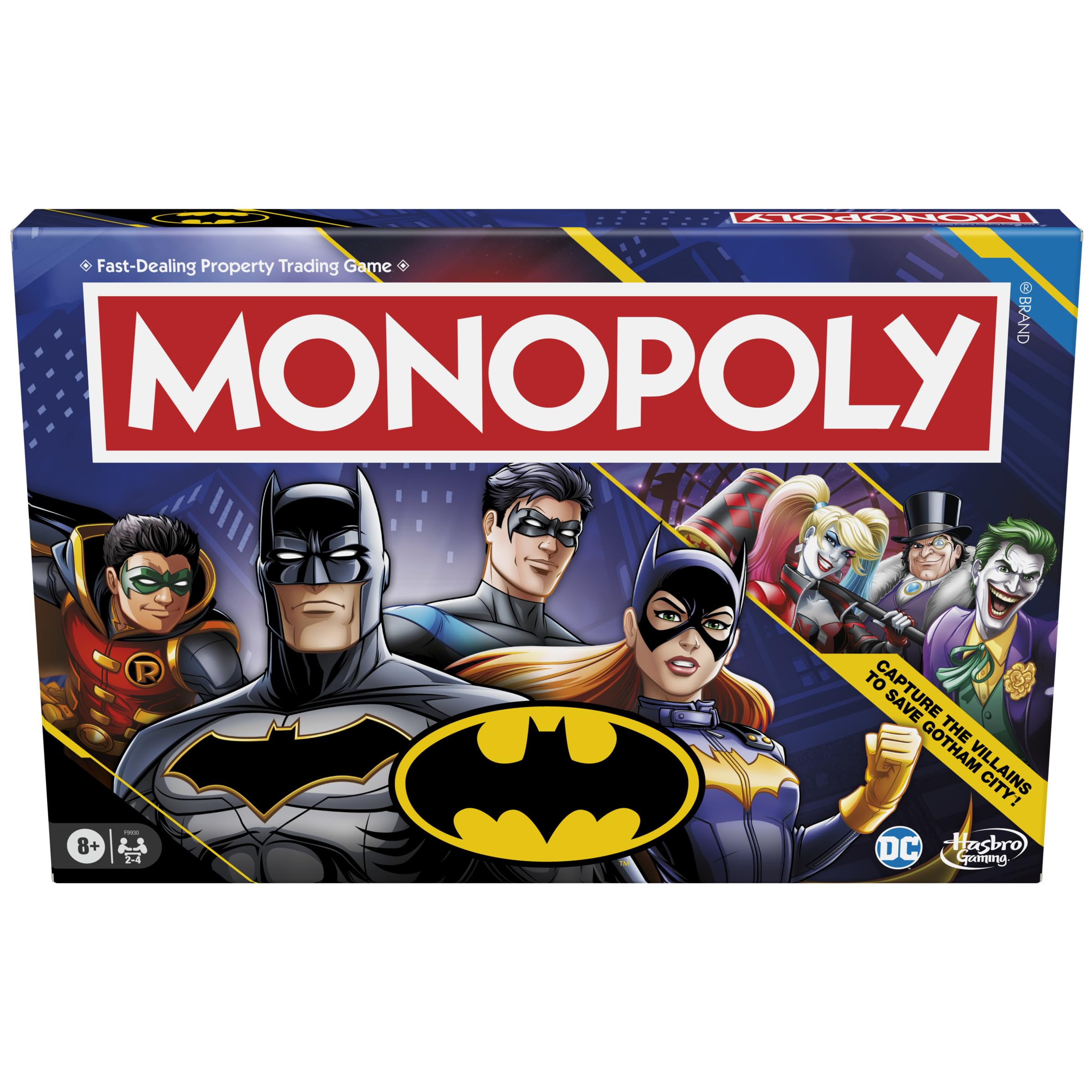 Hasbro Monopoly Batman Edition board game featuring Gotham-inspired artwork and family-friendly gameplay