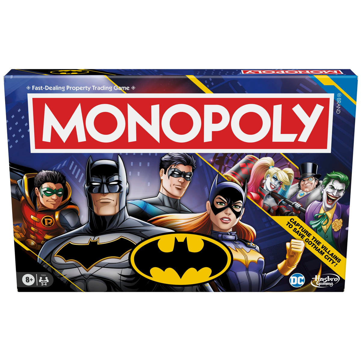 Hasbro Monopoly Batman Edition board game featuring Gotham-inspired artwork and family-friendly gameplay